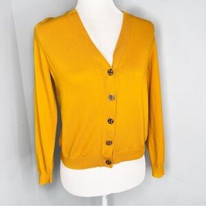 Tory Burch Mustard Yellow Cotton Cardigan Sweater XS